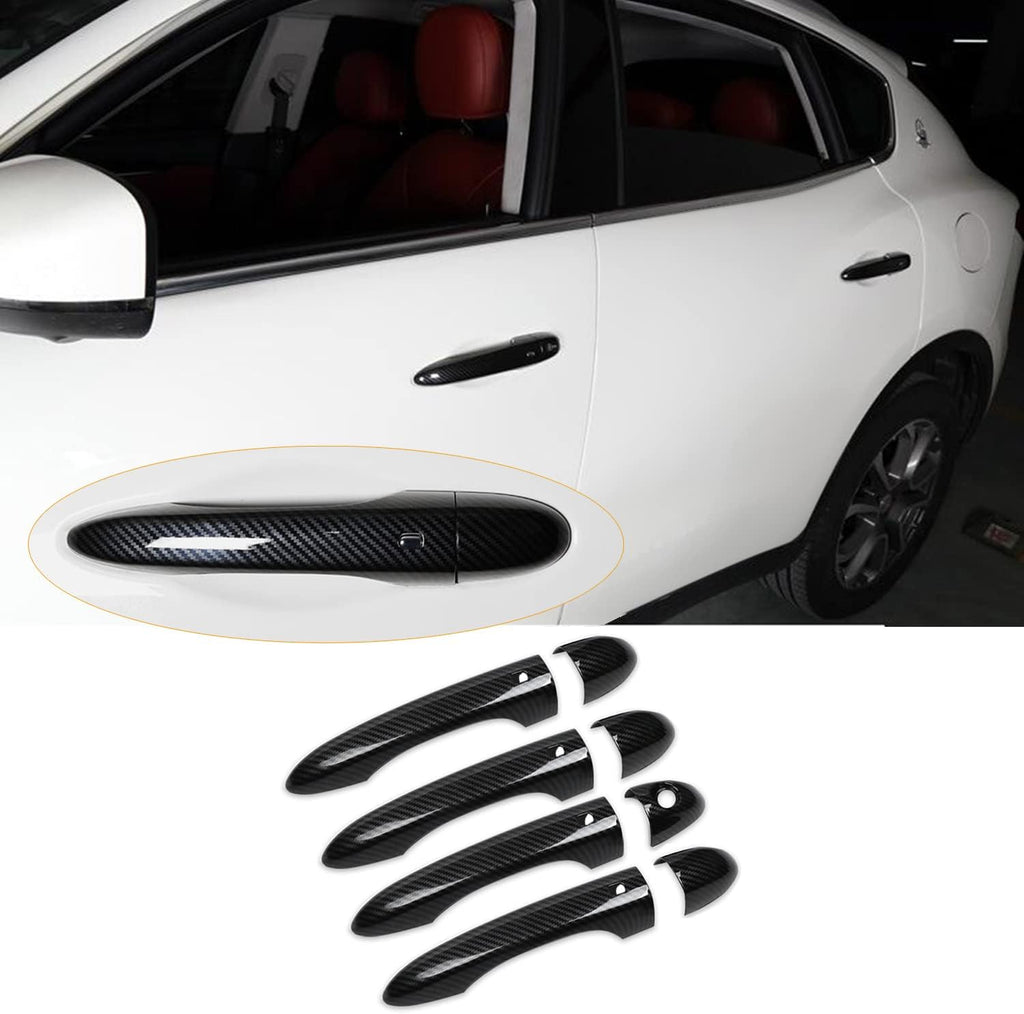 ABS Black Carbon Fiber Look Door Handle Cover Trim R4974