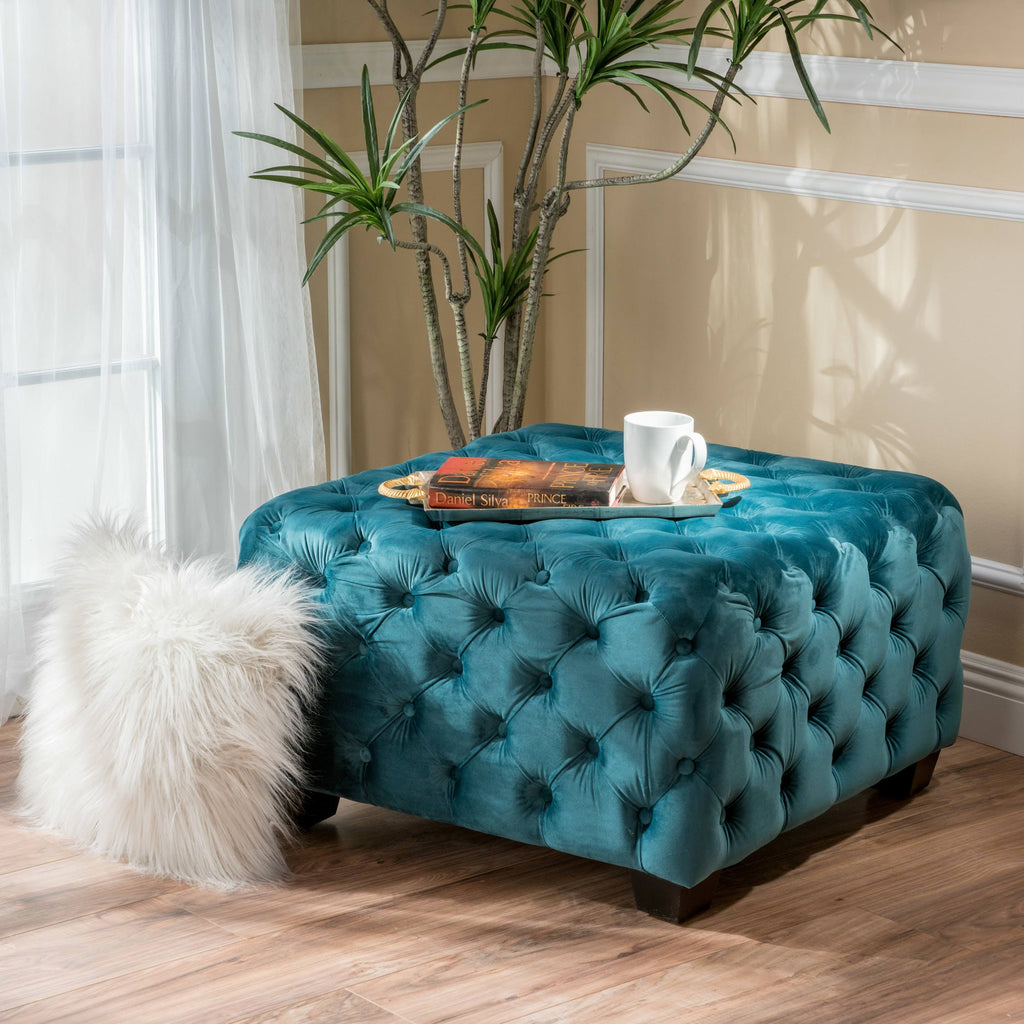 Grey Velvet Ottoman C2308
