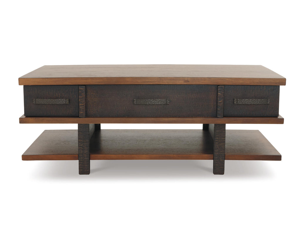 2 Drawer Coffee Table with Lift Top, Two-tone Brown A430042