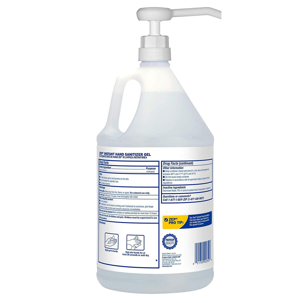 Instant Hand Sanitizer Gel 70% Alcohol 1 Gallon Case of 2 E472