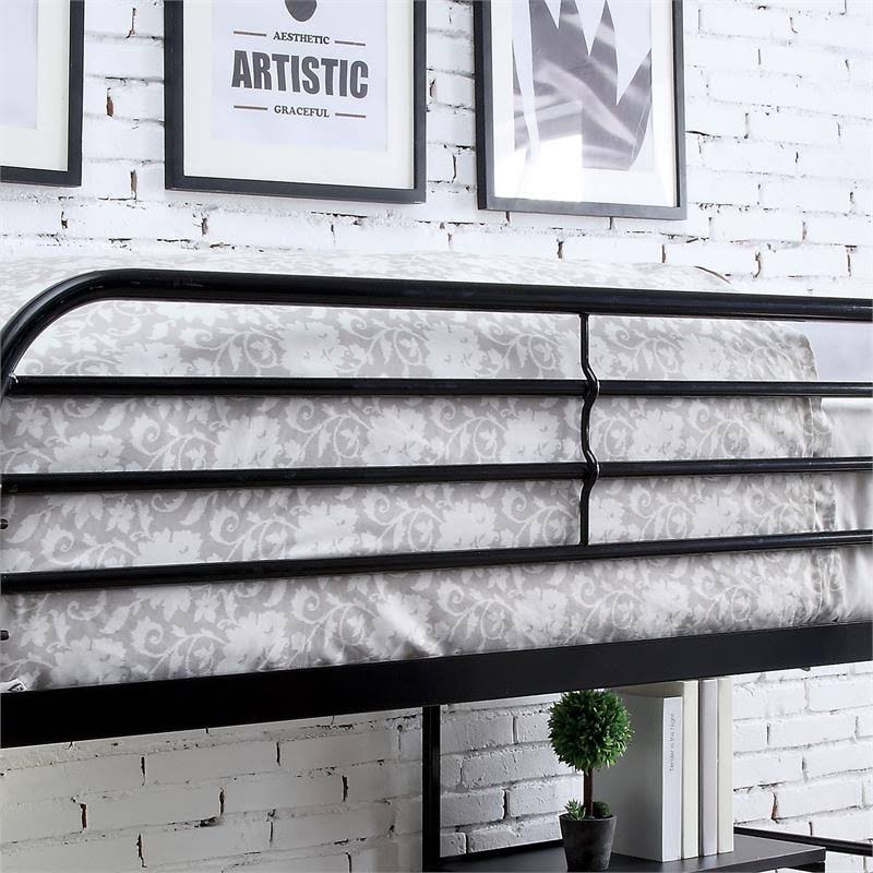 Twin Over Workstation Bunk Bed in Black F89940