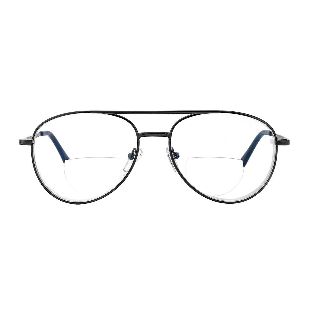 2 Pack Blue Light Blocking Bifocal Reading Glasses (Gunmetal, +1.25) E1138