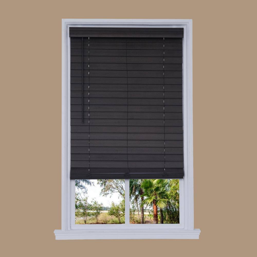 Walnut Faux Wood Room Darkening Horizontal Blinds D898982