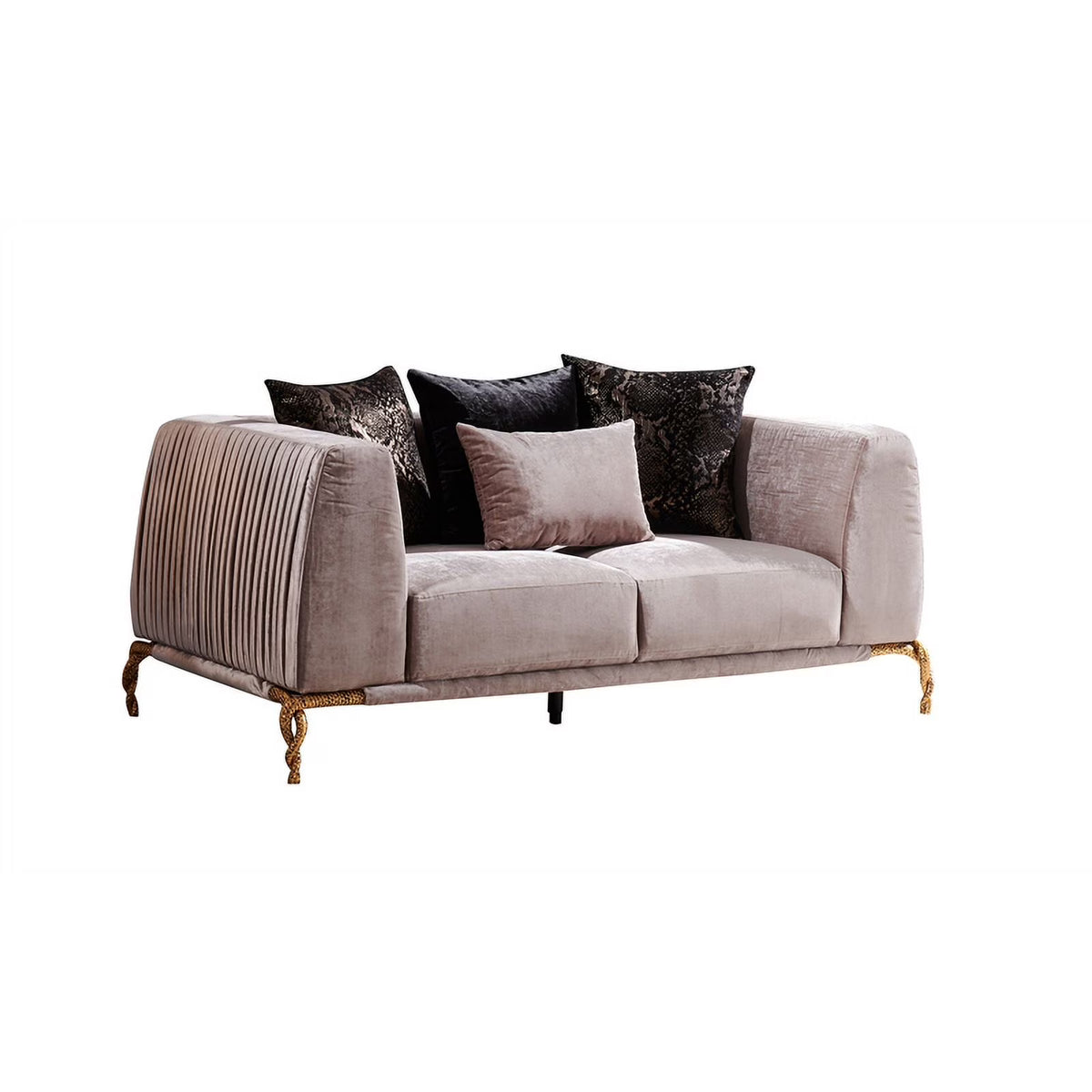 Ivory Velvet 2PC Living Room Set with Wood D853360