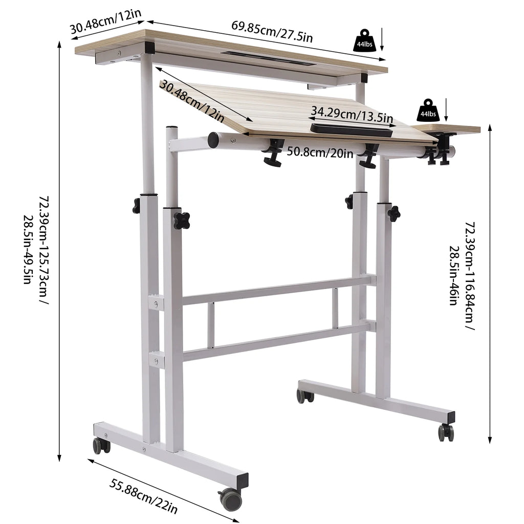 Adjustable Mobile Stand Up Desk with Footrest W621