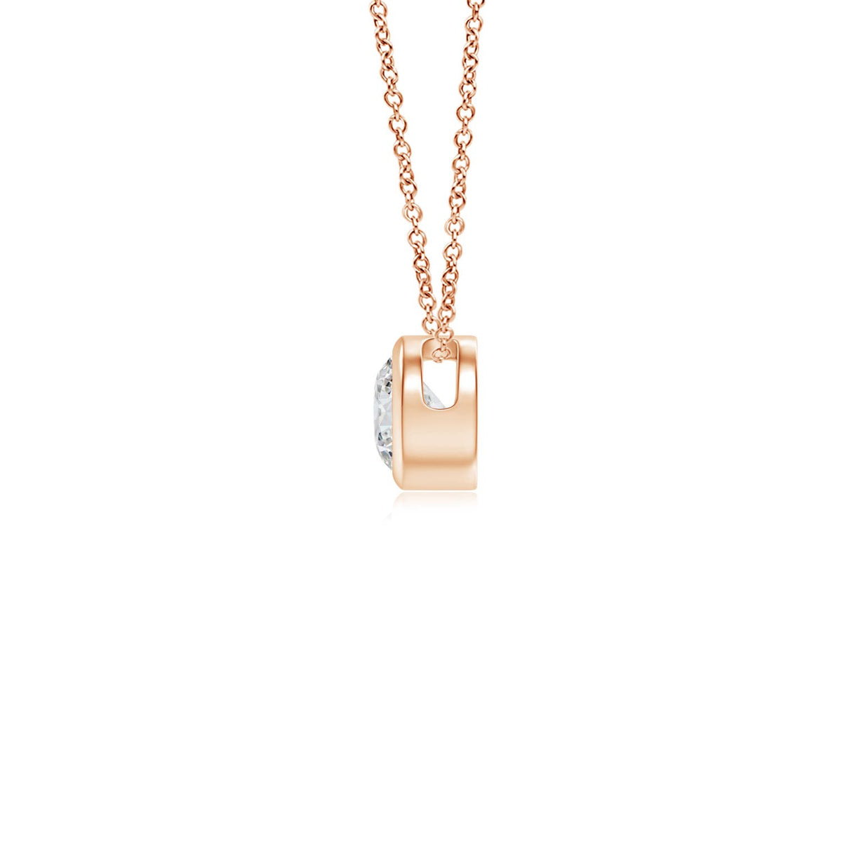14K Rose Gold Diamond Solitaire Pendant Necklace F65610