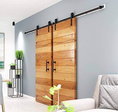 16ft Rustic Black Sliding Barn Door Hardware Kit T30360
