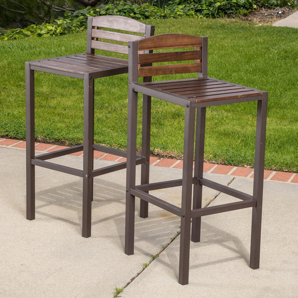2-Pcs Set Dark Brown Acacia Barstools K264