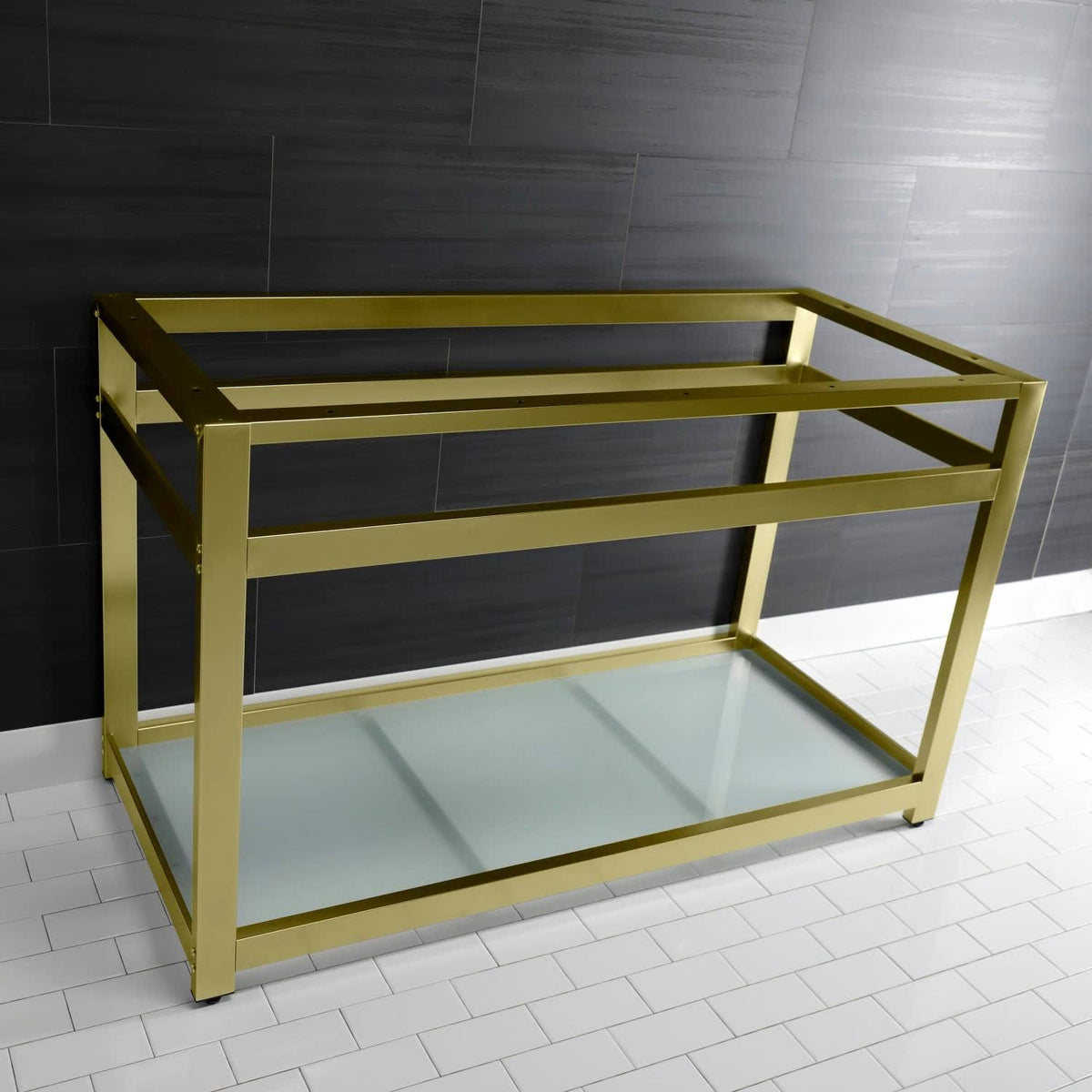Oil Rubbed Bronze Console Sink Base with Glass Shelf S7276