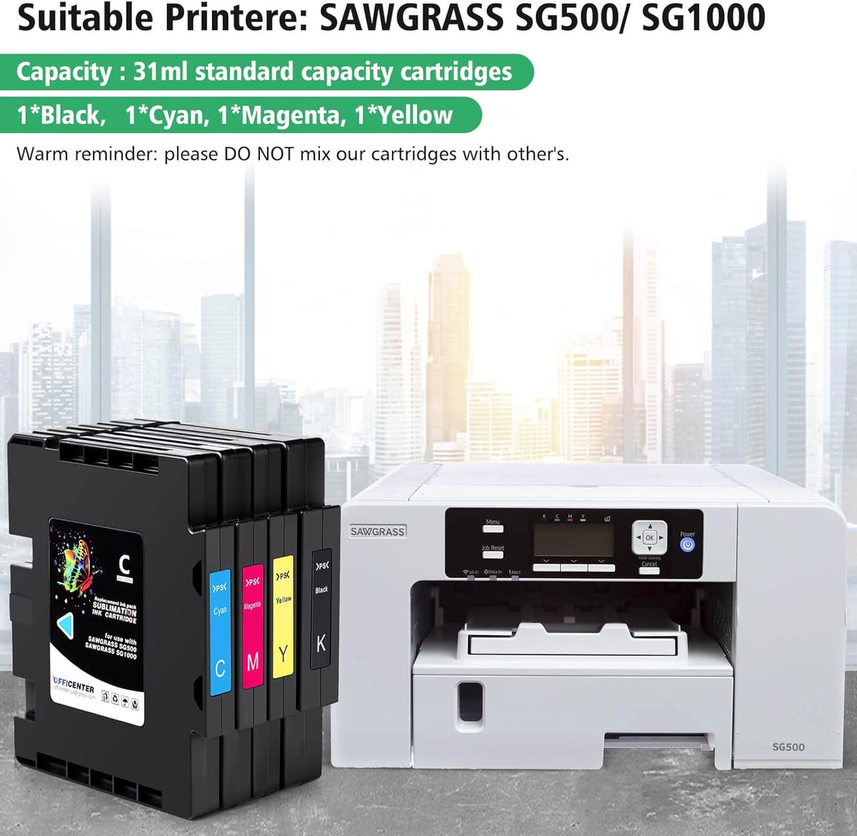 Sublimation Ink Cartridge 4-Pack Magenta Black Cyan Yellow D68648