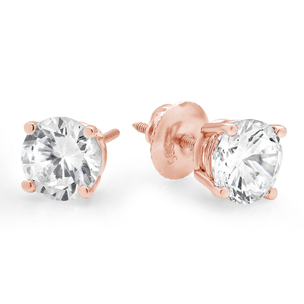 18K Rose Gold Diamond Stud Earrings Z65959