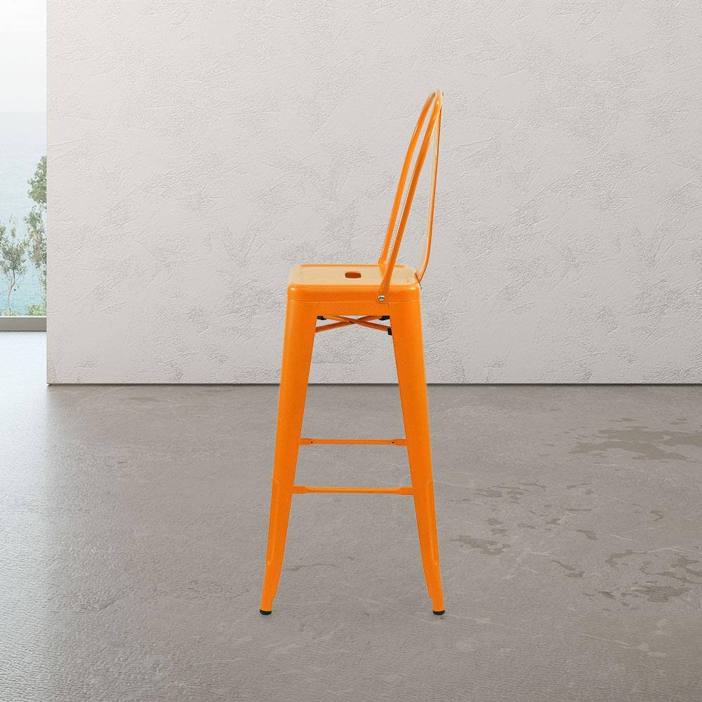 Gray Bar Stool with High Back, 17 W x 18 D x 47 H F8518