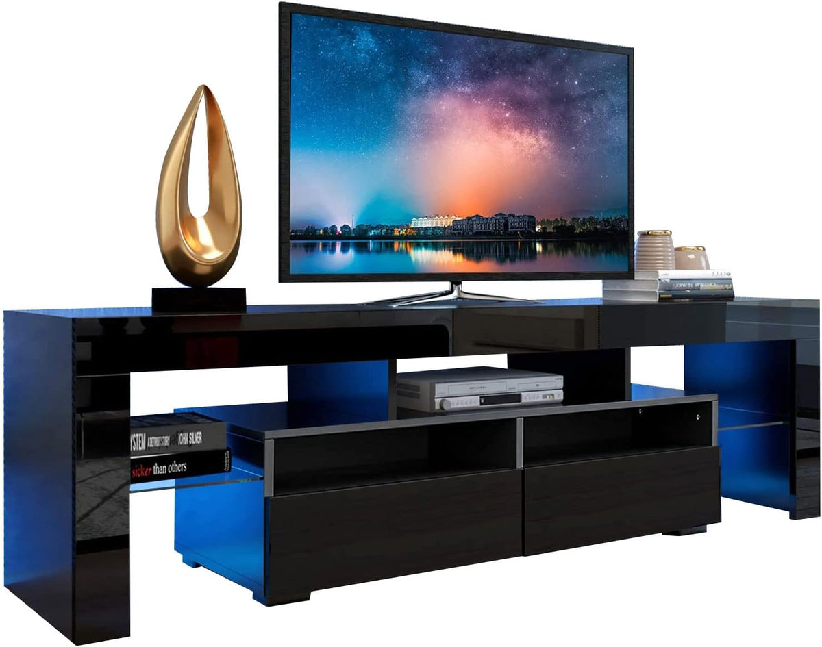 TV Stand with LED Lights 20 Color Effect and Storage Cabinet T6140