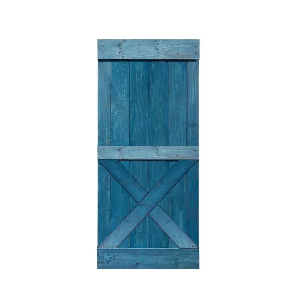 Walnut Stained Solid Knotty Pine Wood Interior Sliding Barn Door Slab W209644