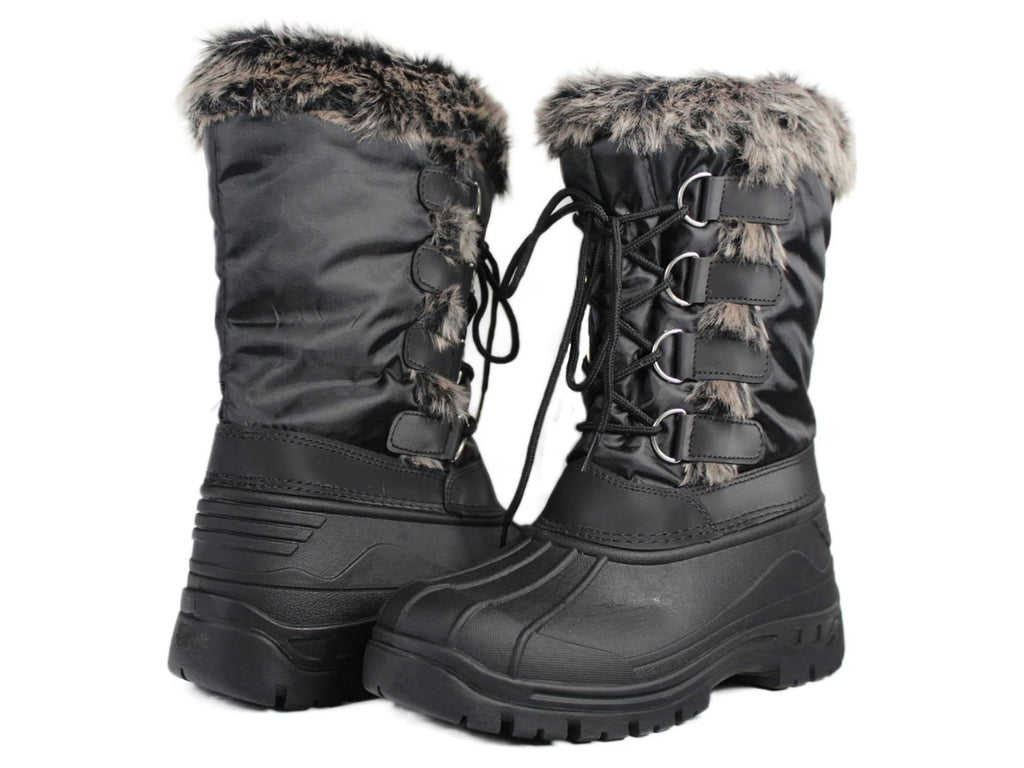 Womens Mid-Calf Snow Boots Water Resistant Non-Slip Winter Shoes B7881