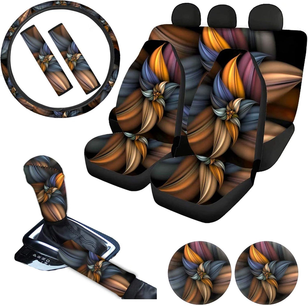 Pink Car Seat Cushion Full Set Steering Wheel Cover Seat Belt Pads Cupholder Coasters Gear Knob Handrake Covers M71266