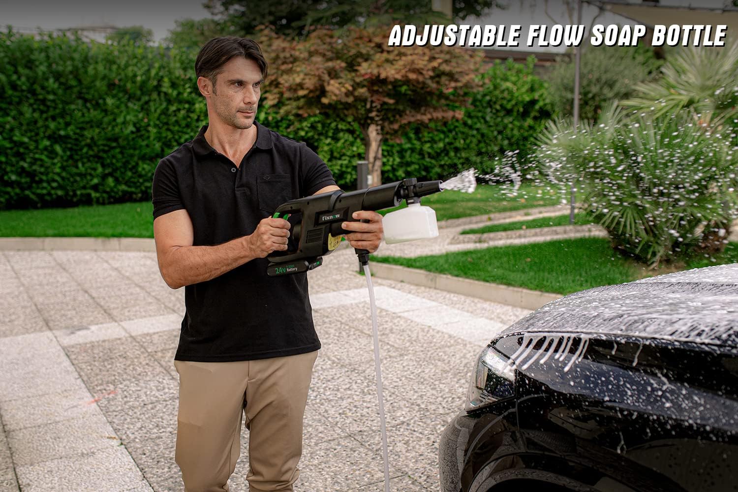 Cordless 24V 600PSI Pressure Washer with 4 Nozzles O3955