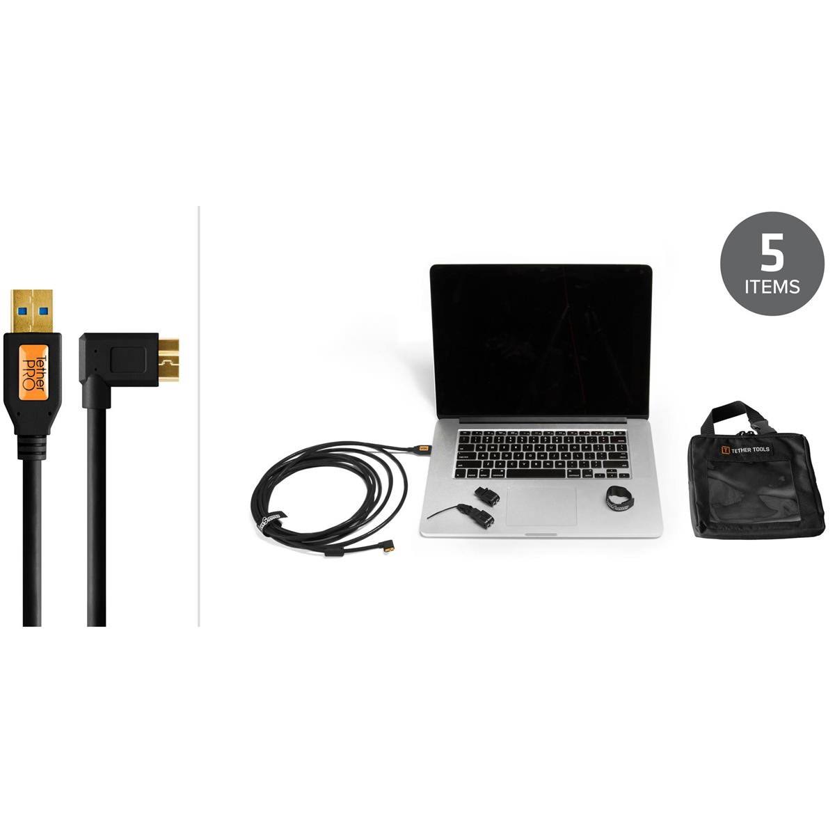 Black USB 3.0 Micro-B Cable Starter Tethering Kit Z29552