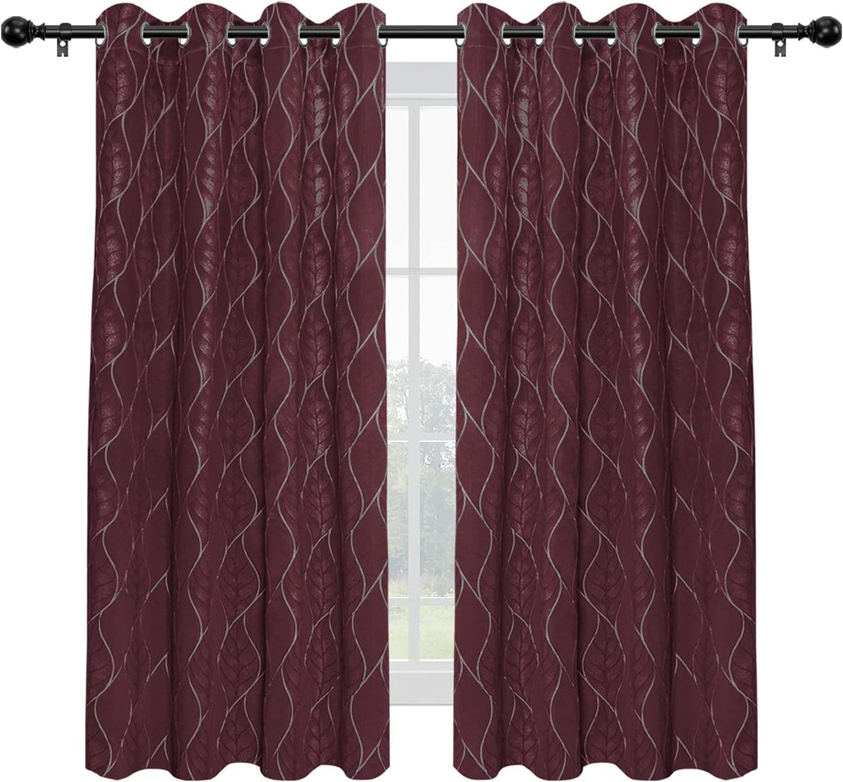 3D Jacquard 100% Blackout Curtain, 2 Panels, 52x63 in, Camel M925