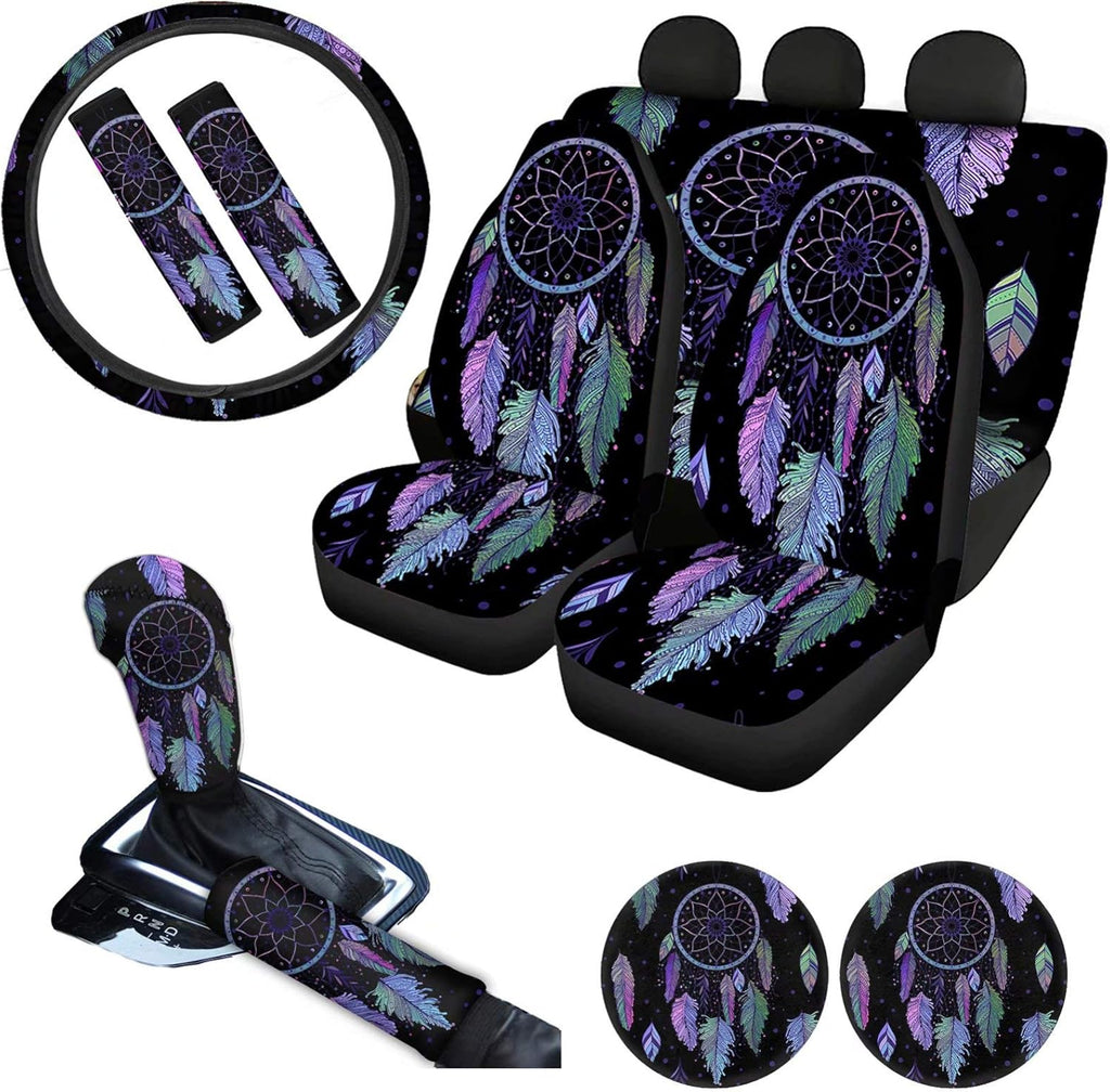 Pink Car Seat Cushion Full Set Steering Wheel Cover Seat Belt Pads Cupholder Coasters Gear Knob Handrake Covers M71266