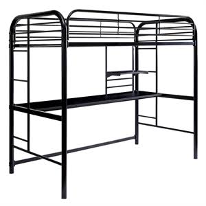 Twin Over Workstation Bunk Bed in Black F89940