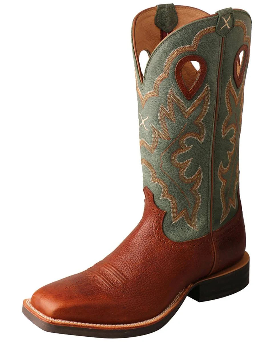 Cognac Glazed Pebble Dark Green Cowboy Stock U144