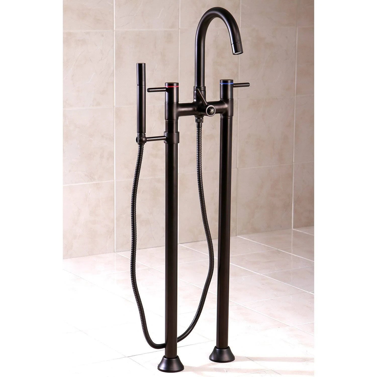 Floor Mount Tub Filler with Hand Shower Oil Rubbed Bronze X4376