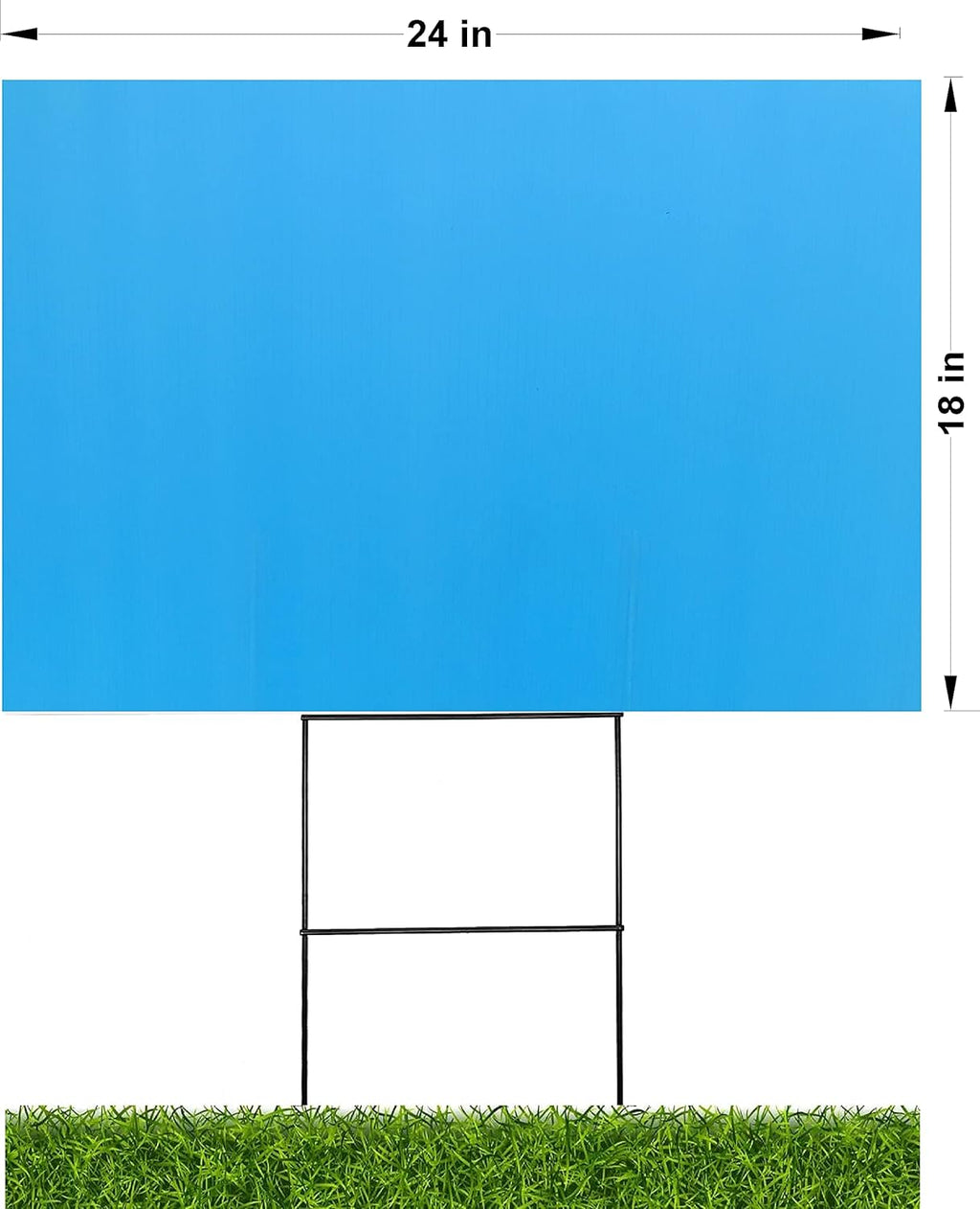 10 Pack Light Blue Blank Signs 18''x24'' x 4 mm with 10 Wire Stake 10''x24'' x 9 Gauge H8049