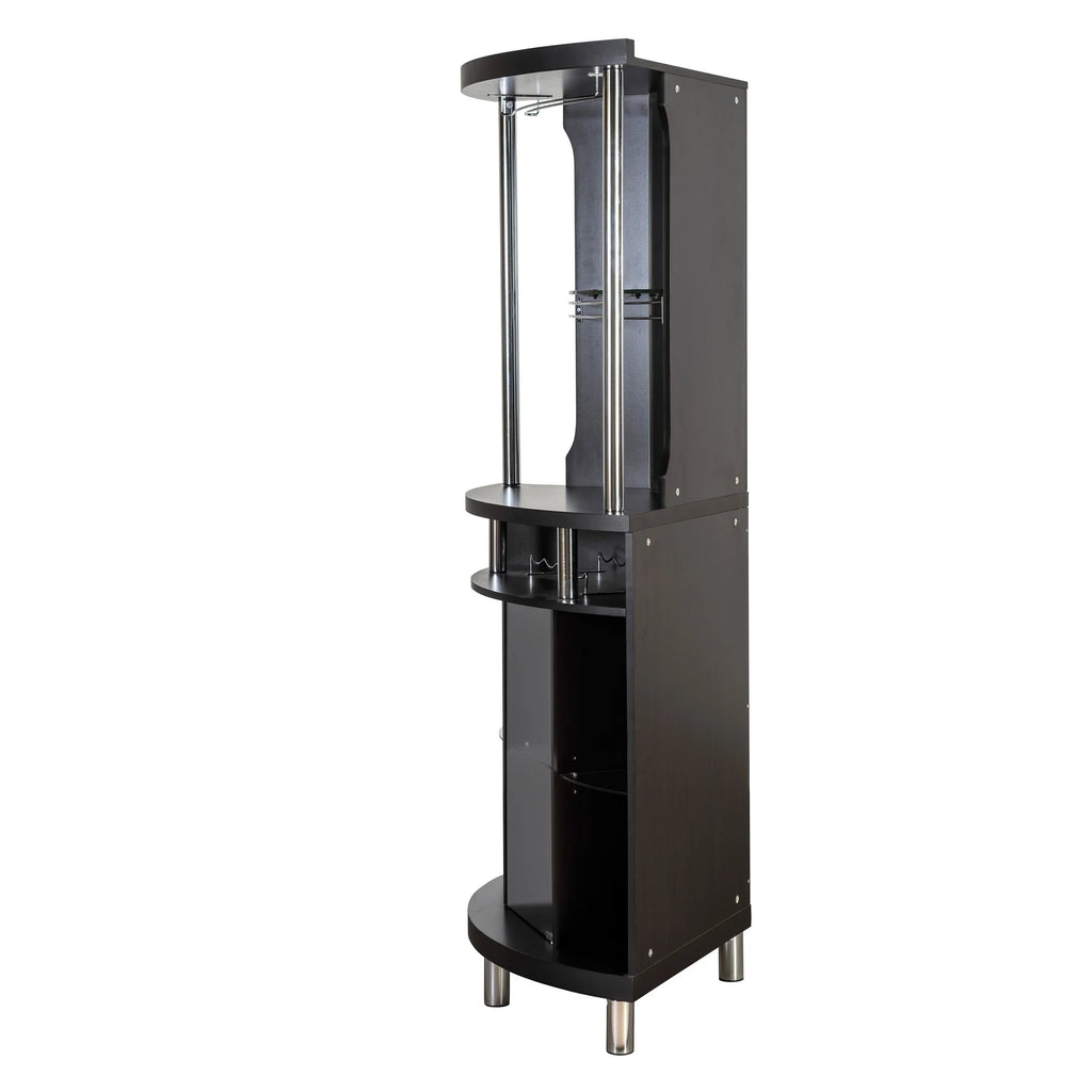 Black Corner Bar with Built-in Wine Rack and Lower Cabinet X956