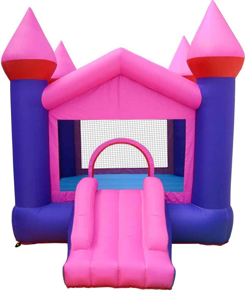 Inflatable Pink Bouncy Castle House with Air Blower W6939
