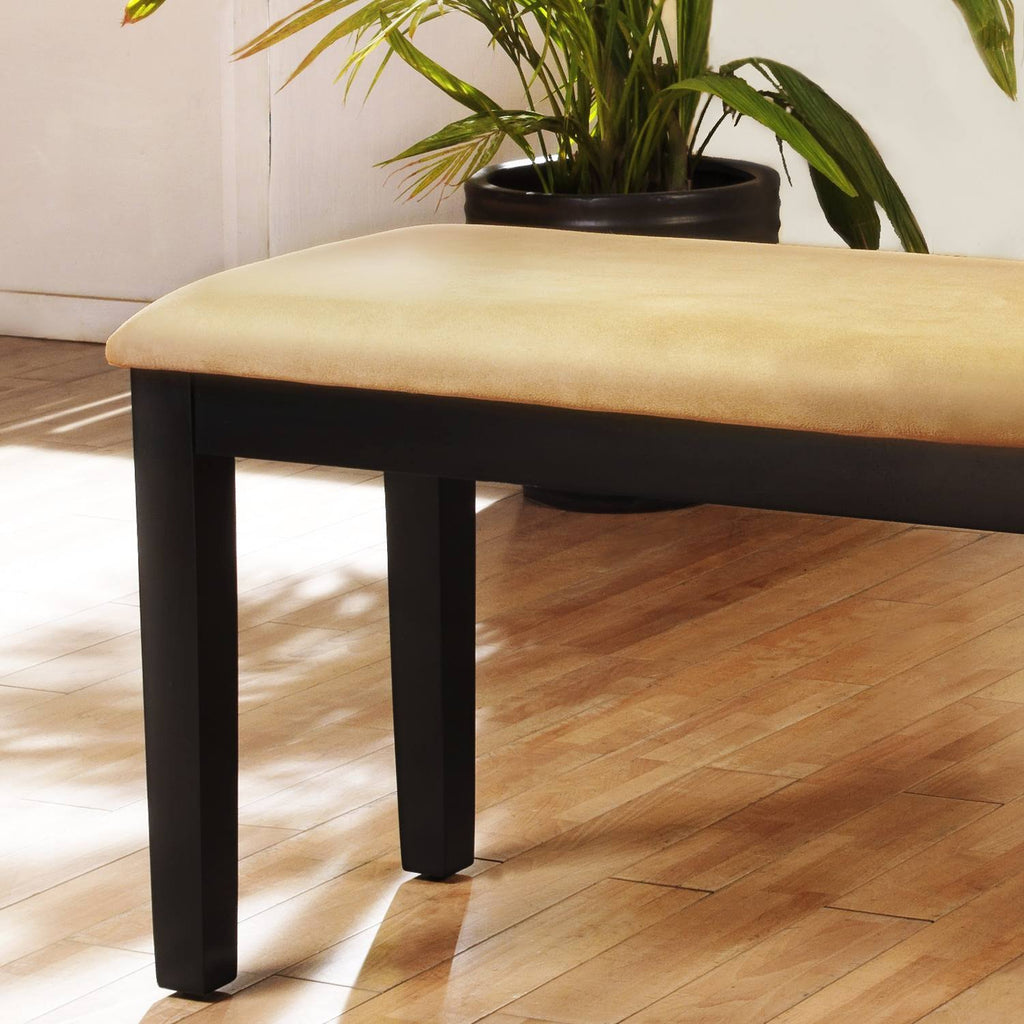 Goldtone Microfiber Black Wood Base Gold Bench K140