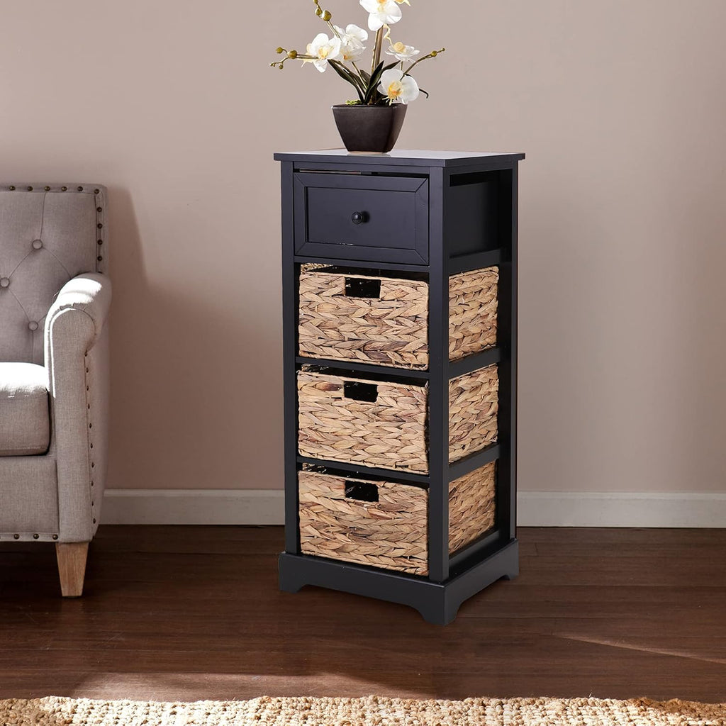 Black Storage Cabinet with 2 Drawers & 4 Removable Baskets X575
