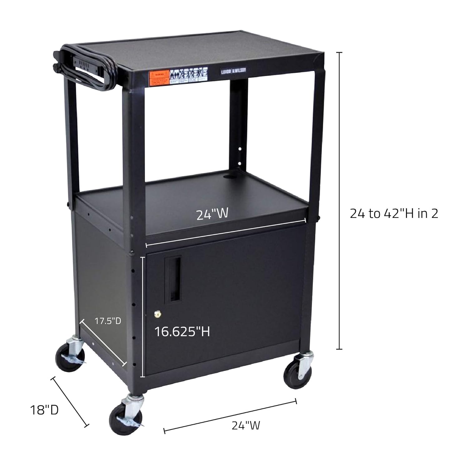 Black Steel A/V Utility Cart with Cabinet G929688