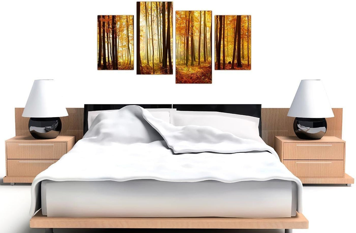 Orange Autumn Forest Scene Woodland Trees Canvas, 51 Inches Wide, Pack of 2 P32278