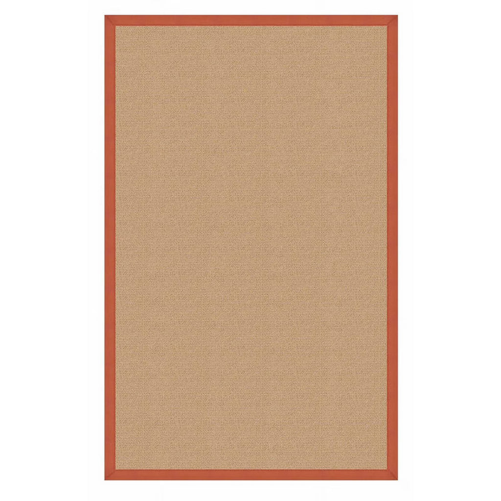 Machine Tufted Wool 5'x8' Rug in Sisal and Burnt Orange H538