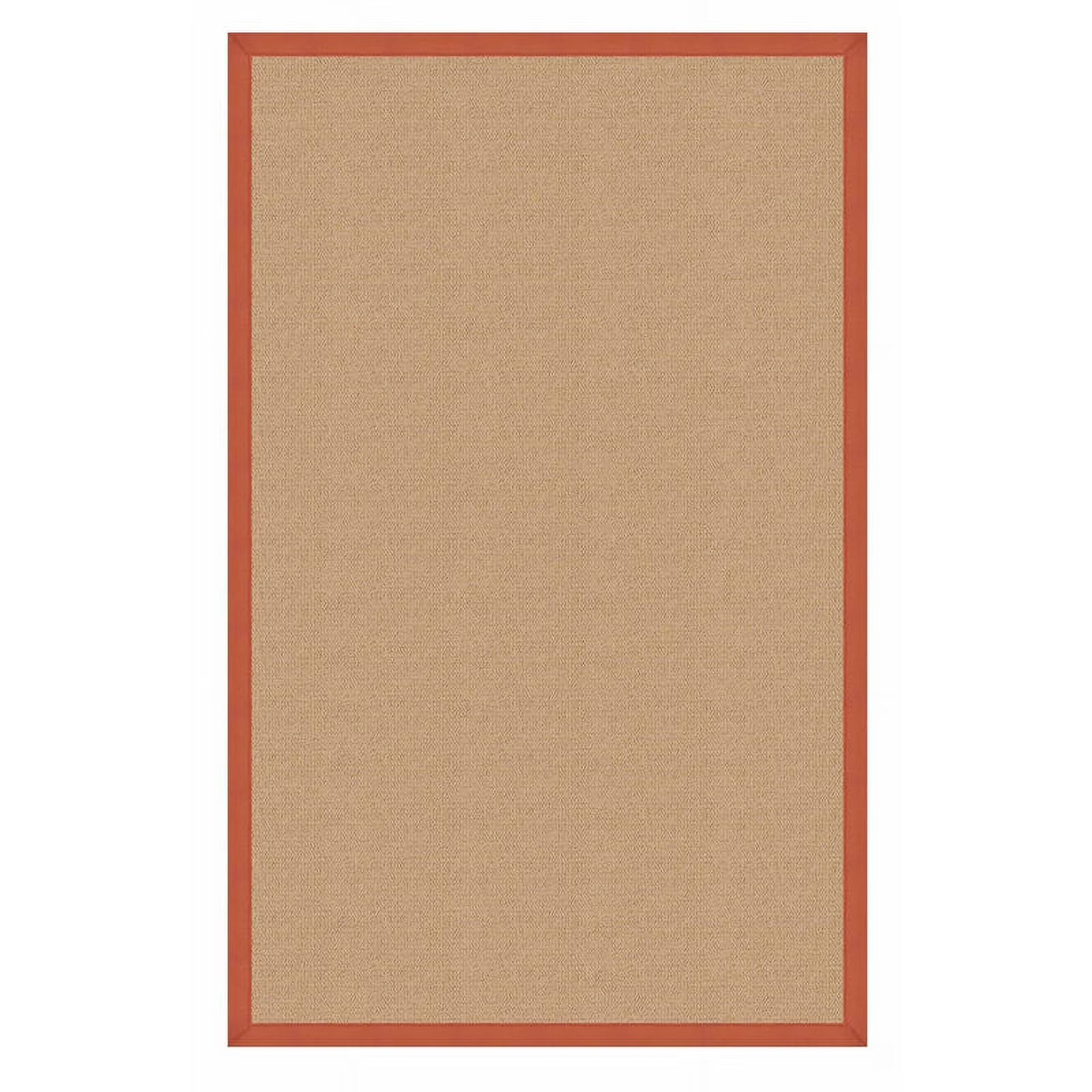 Machine Tufted Wool 5'x8' Rug in Sisal and Burnt Orange H538