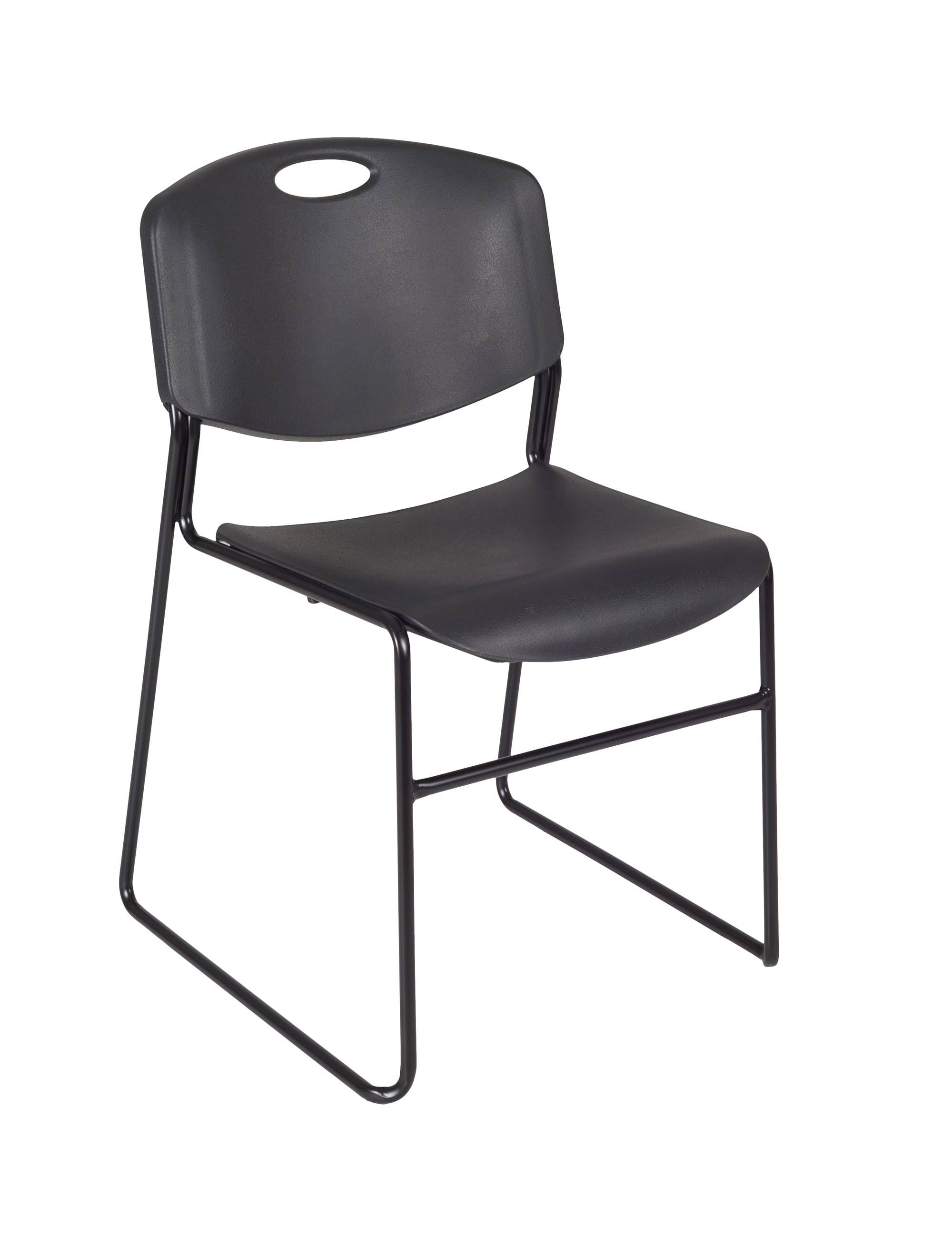 Beige Square Breakroom Table with 4 Black Stack Chairs O6618
