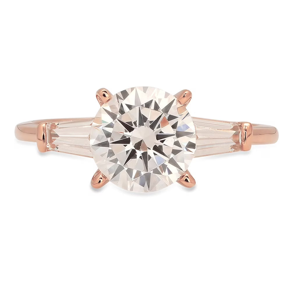 18k Pink Rose Gold Three-Stone Ring G957475