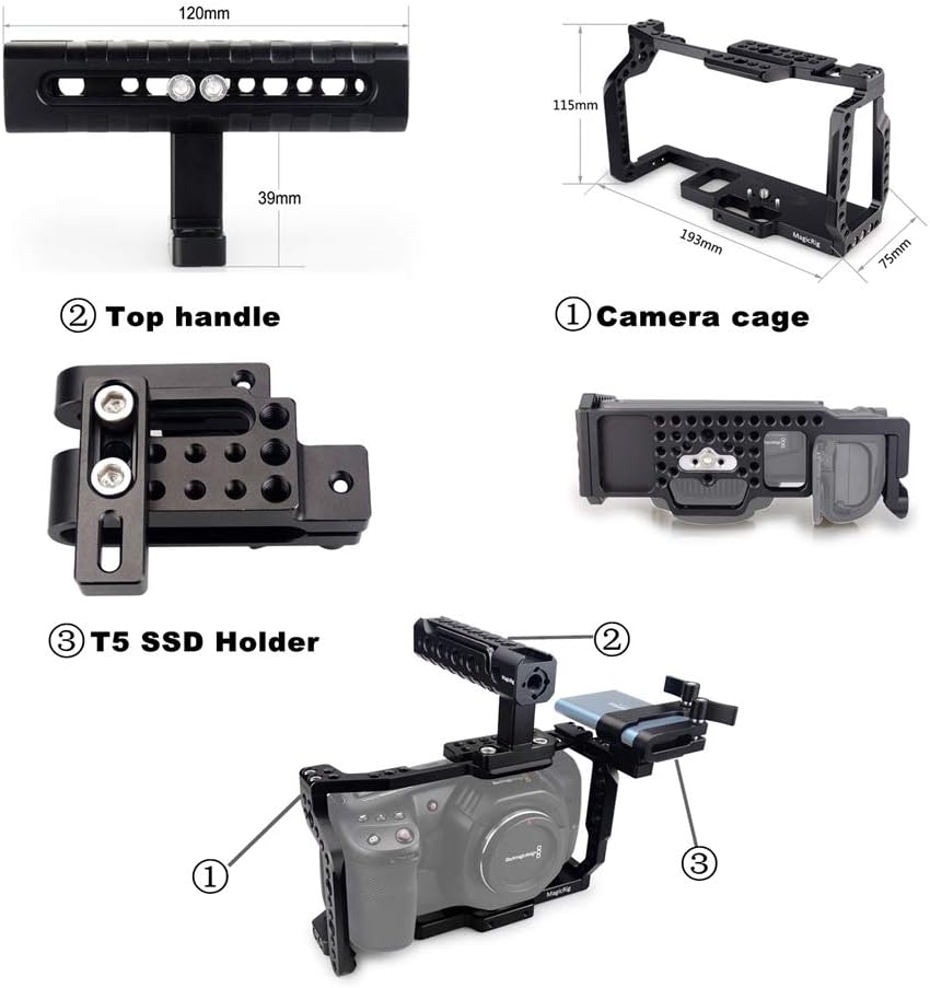 BMPCC 4K & 6K Cage with Rotating NATO Handle, T5 SSD Mount S71599
