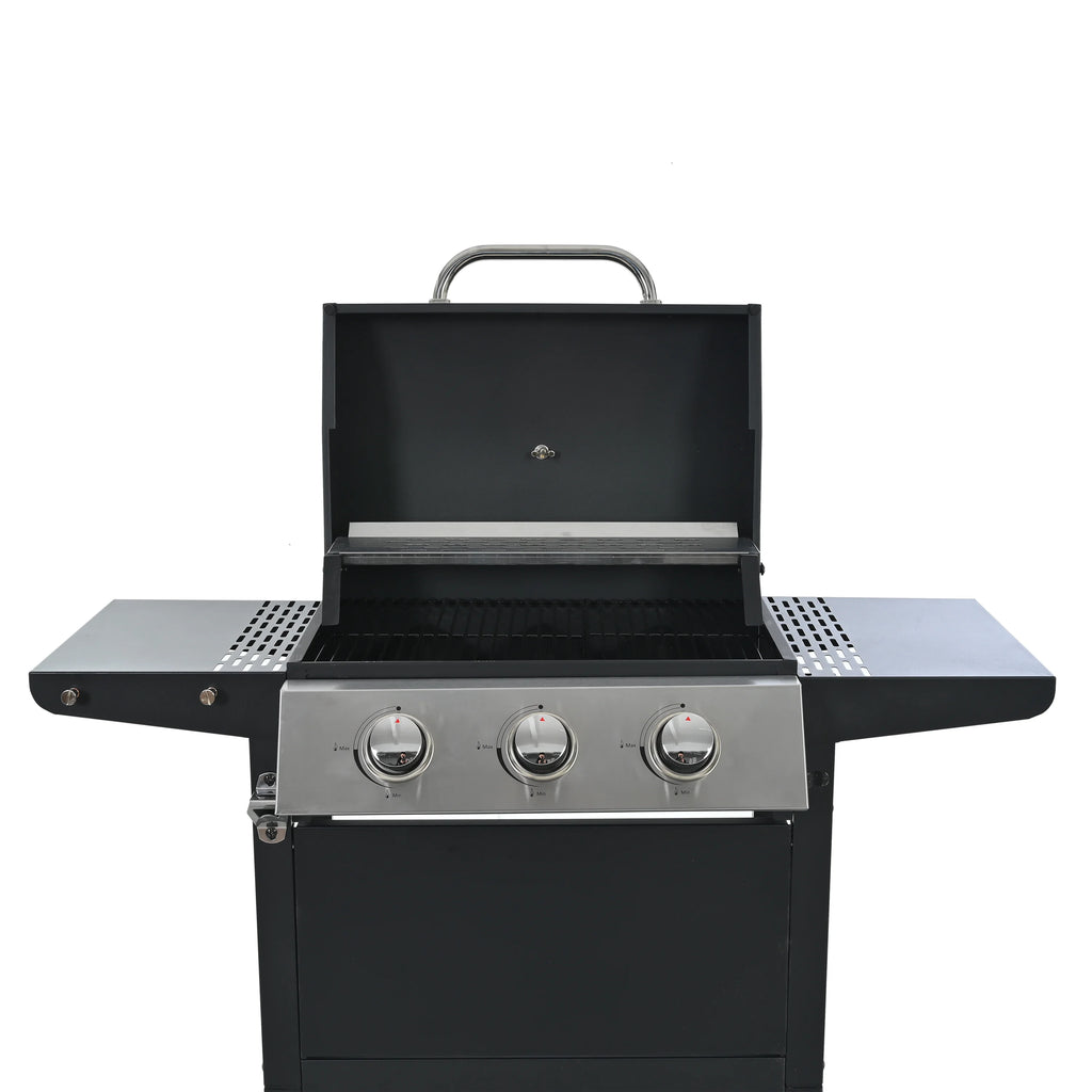 3 Burner Portable Propane Gas Grill Stainless Steel Black J267