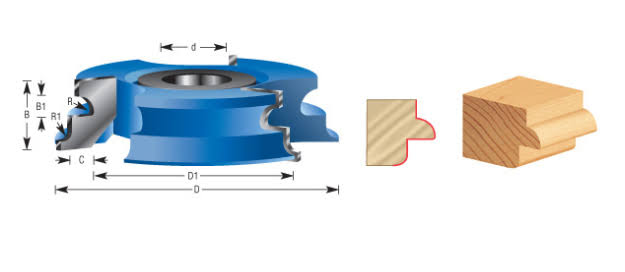 Carbide Tipped 3-Wing Ogee u0026 Cove Door Lip 1/4 Radius x 4-5/16 Dia x 1-1/32 x 1 u0026 1-1/4 Bore V62268