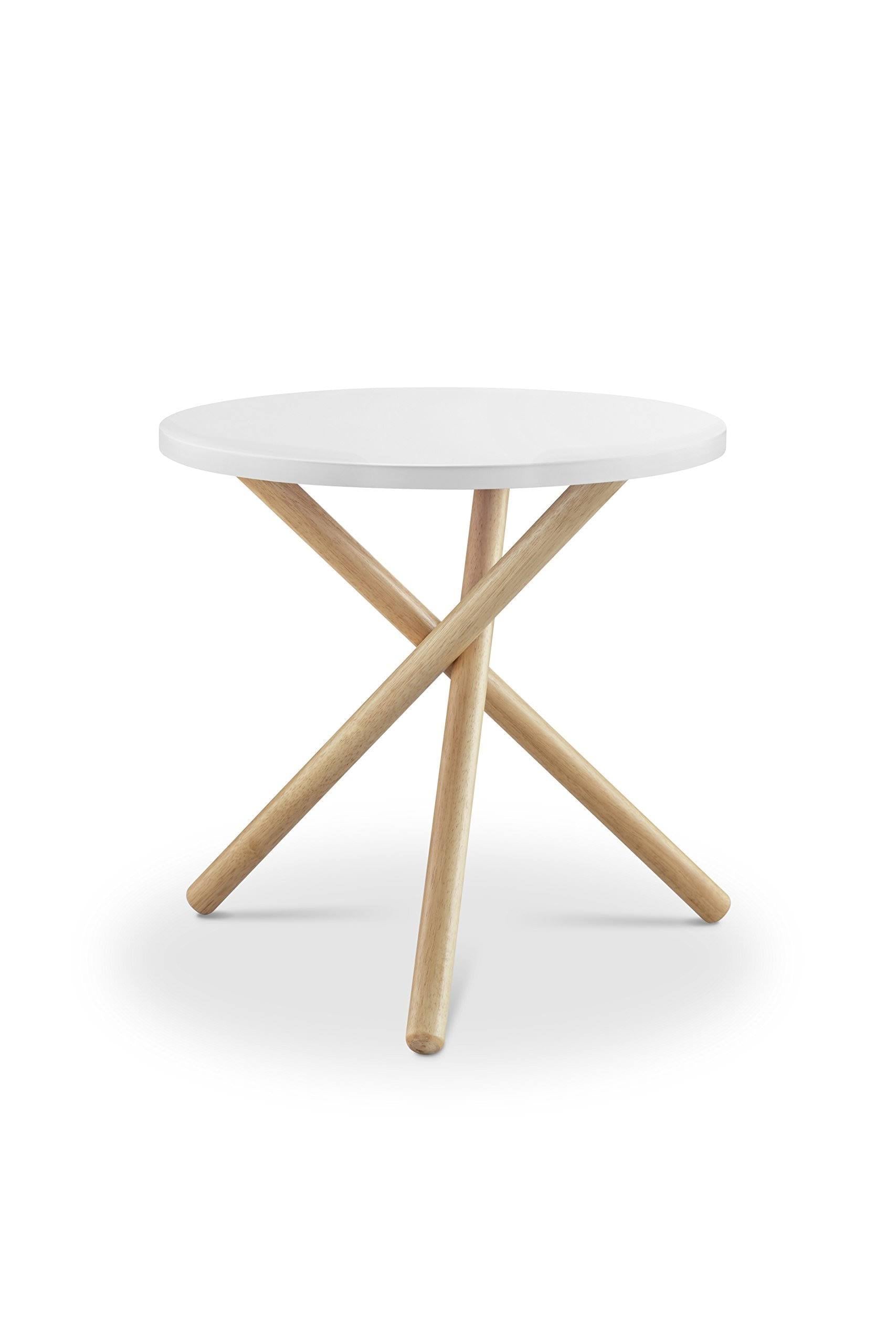 White & Natural End Table W604