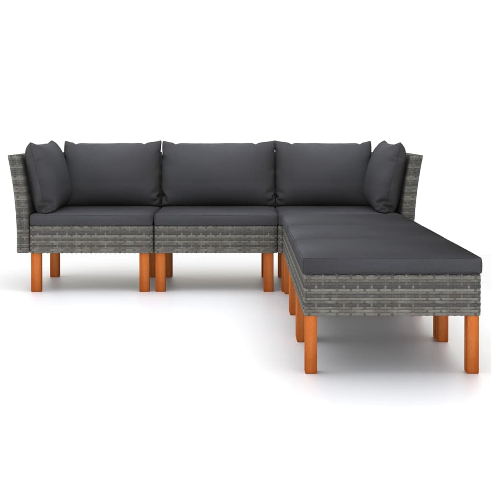 6 Piece Poly Rattan Garden Set with Cushions Gray O6461