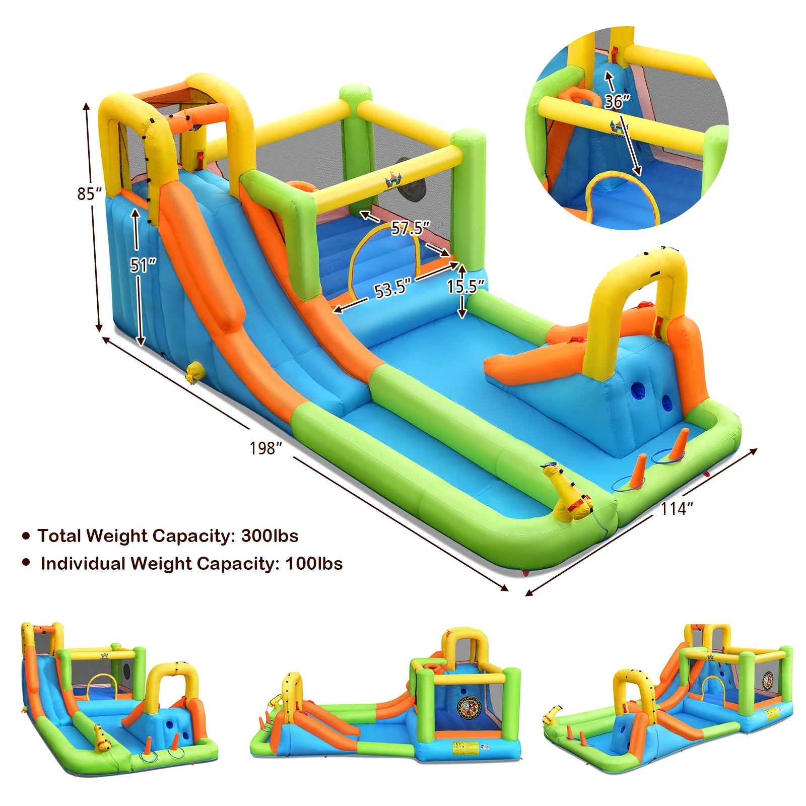 Inflatable Water Slide Park Bounce House Climbing Wall X5080