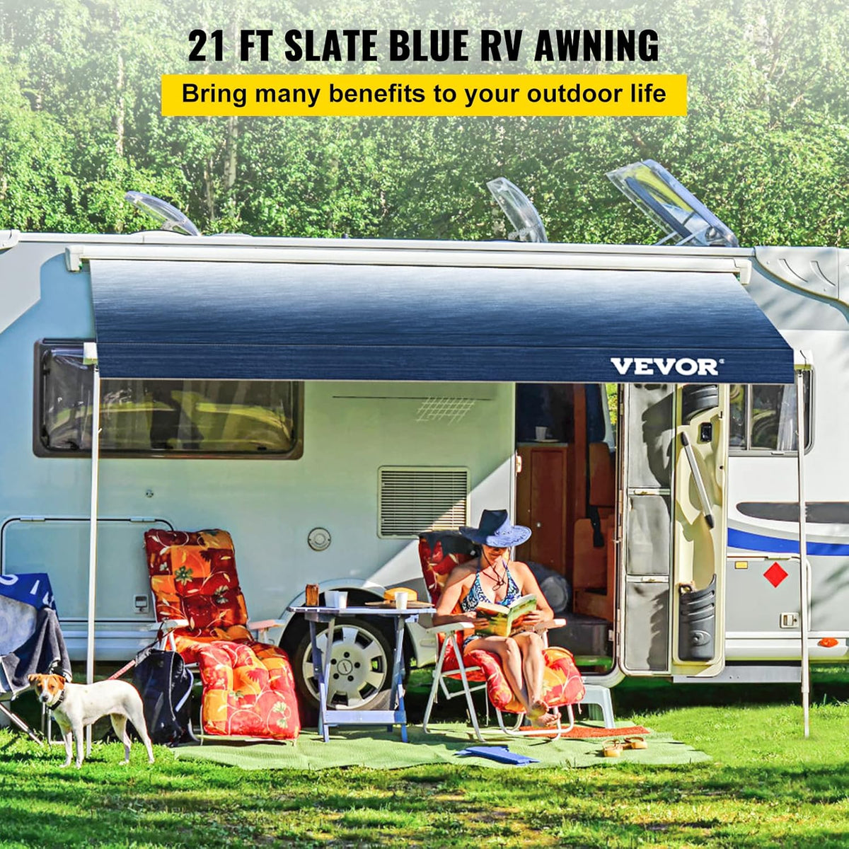 Slate Blue 15oz Vinyl RV Awning Replacement Fabric L8149