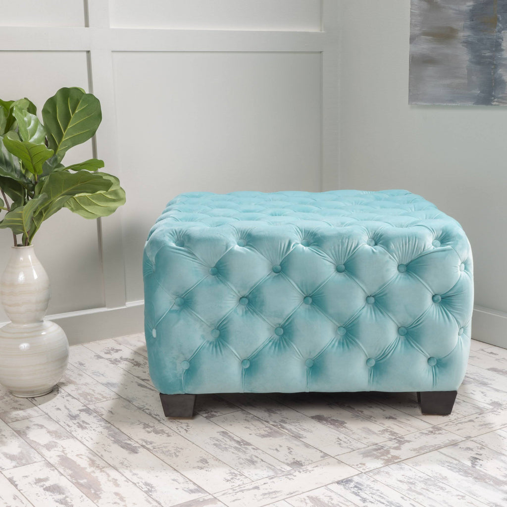 Grey Velvet Ottoman C2308