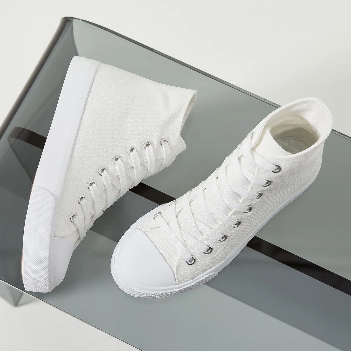 Off-White Canvas High Top Lace-Up Sneakers I495919