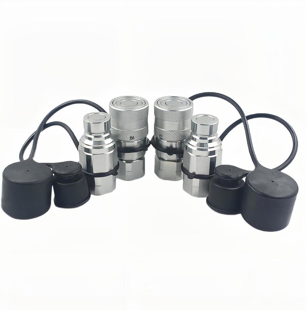3/4" SAE-12 UNF1-1/16 Skid Steer Flat Face Hydraulic Quick Connect Coupling with Dust Cap S7076