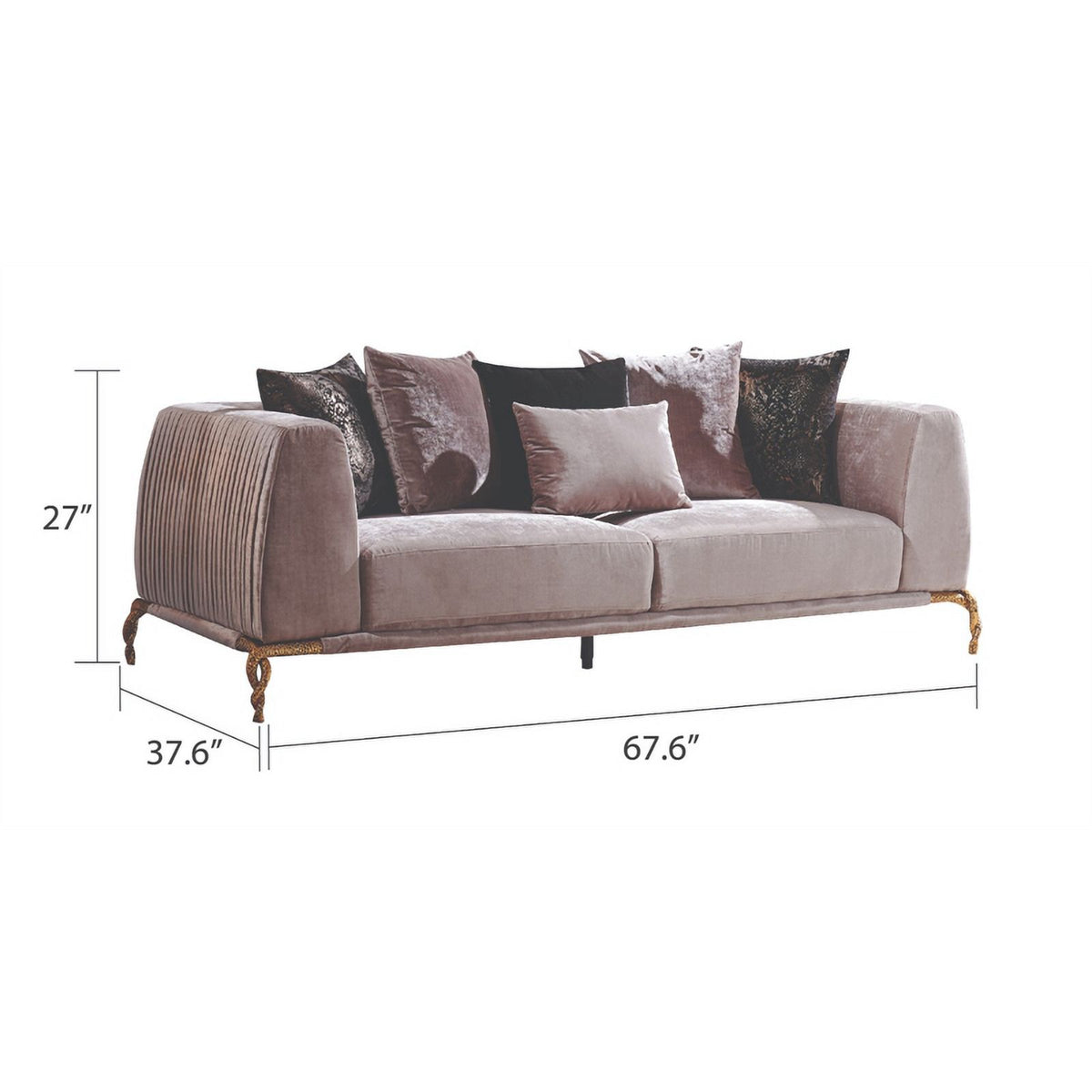 Ivory Velvet 2PC Living Room Set with Wood D853360