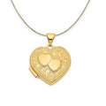 14k Yellow Gold Double Heart Shaped Locket Necklace 18 Inch I6280